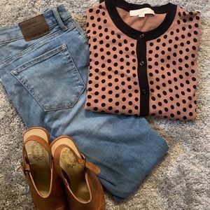 Cardigan tan and black top
